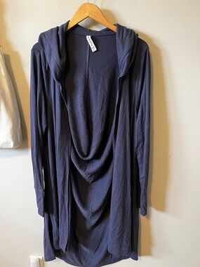 Athleta Navy Blue Draped Hooded Cardigan